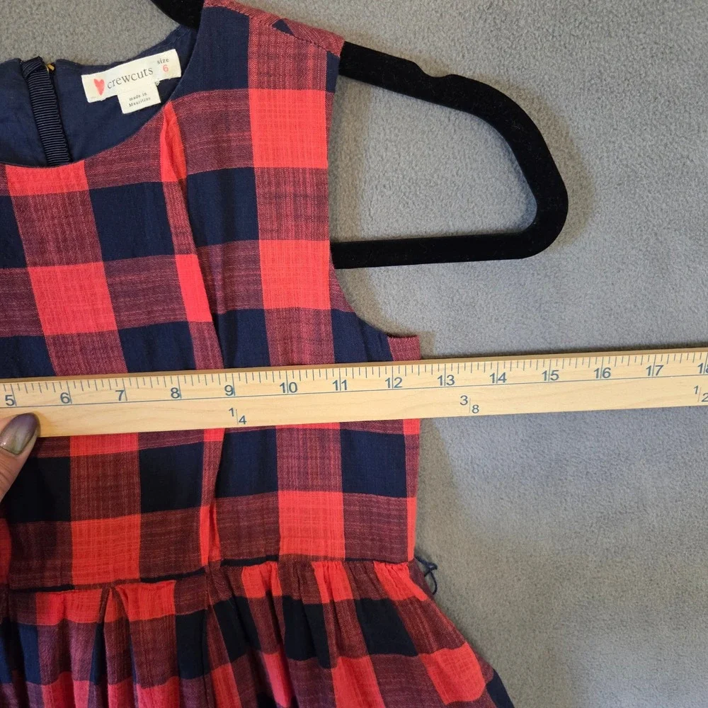Crewcuts Buffalo Plaid Dress Girl's Size 6 Gingham Cotton Lined Zip Christmas